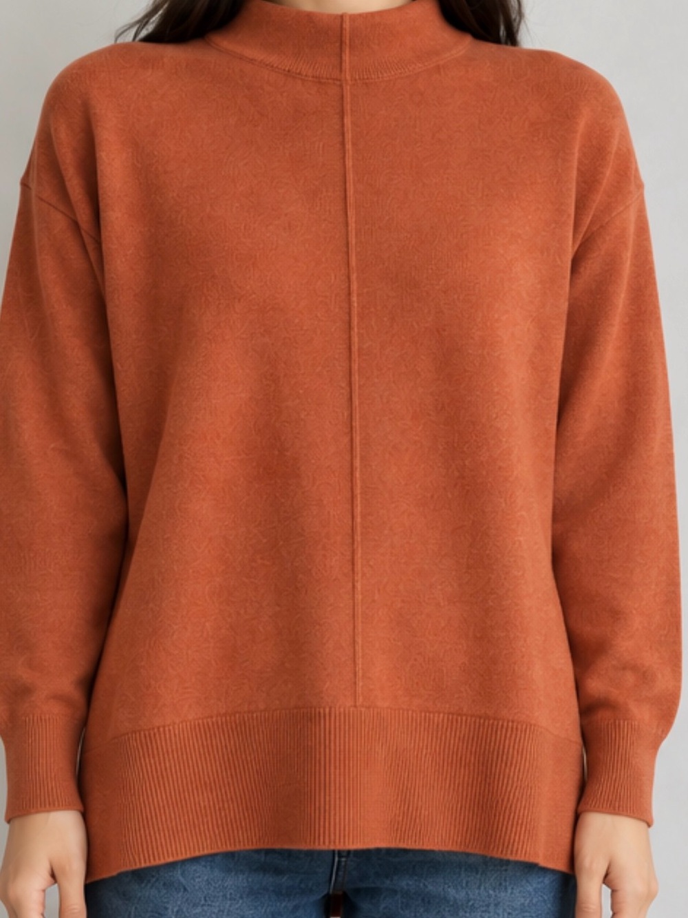 Banana Republic Women's Rust Mock Neck Sweater Italian wool cashmere blend